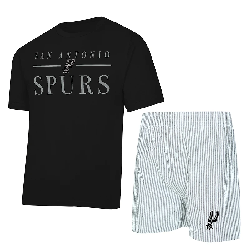 Women's Concepts Sport Black/White San Antonio Spurs Copeland T-Shirt & Shorts Sleep Set