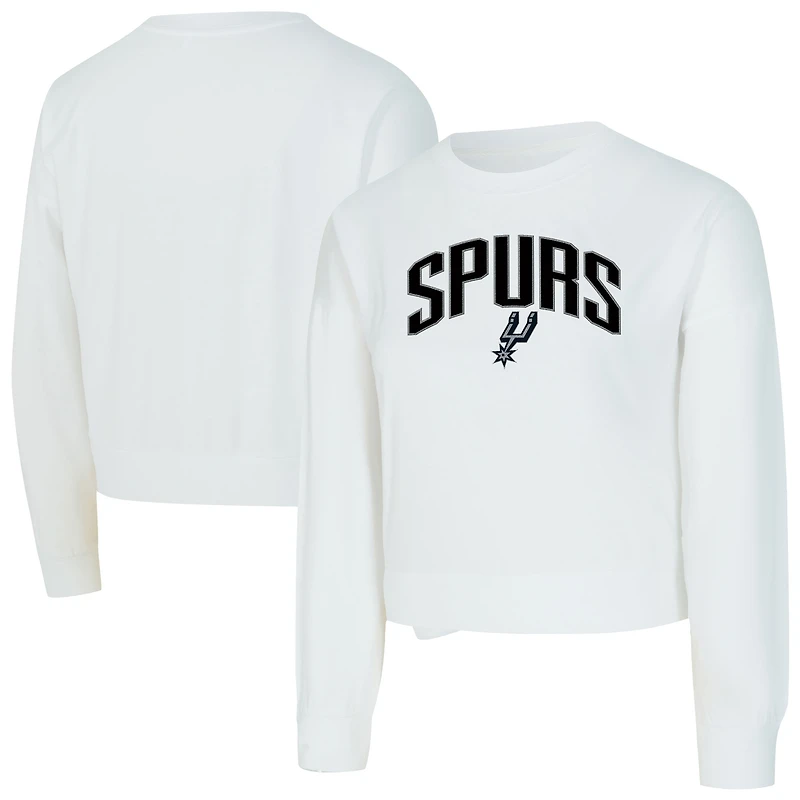 Women's Concepts Sport White San Antonio Spurs Laney Chenille Cropped Long Sleeve T-Shirt