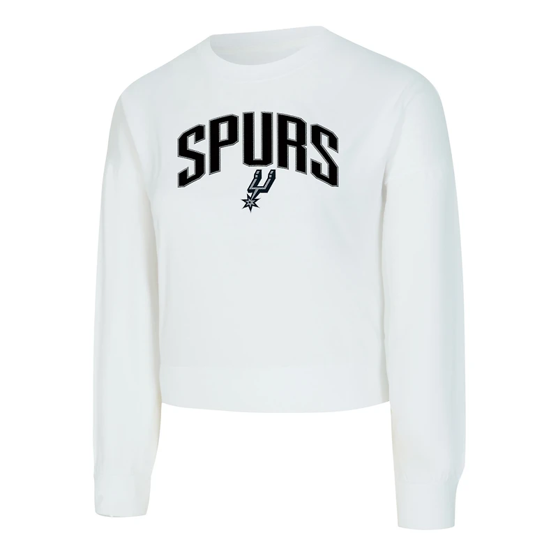 Women's Concepts Sport  White San Antonio Spurs Laney Chenille Cropped Long Sleeve T-Shirt