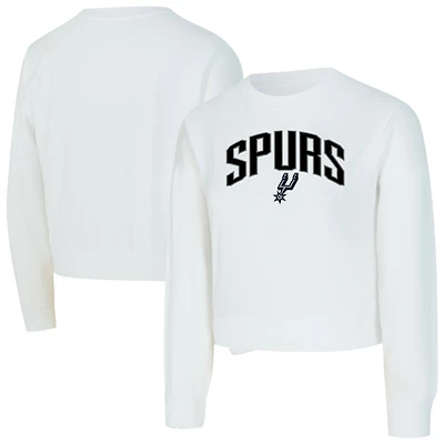 Women's Concepts Sport  White San Antonio Spurs Laney Chenille Cropped Long Sleeve T-Shirt