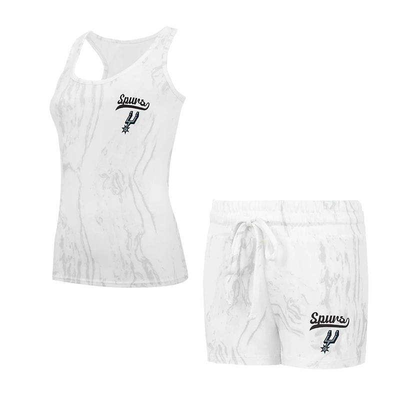 Ensemble débardeur et short Concepts Sport blanc San Antonio Spurs Quartz pour femmes