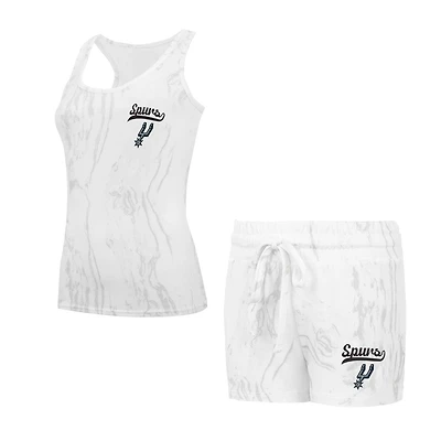 Ensemble débardeur et short Concepts Sport blanc San Antonio Spurs Quartz pour femmes