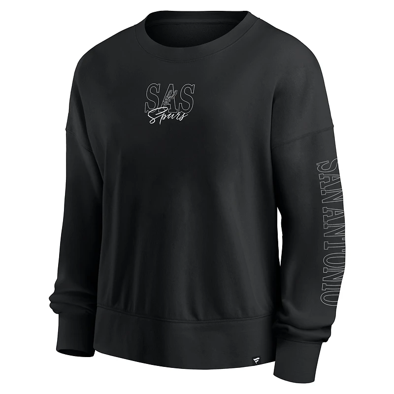Women's Fanatics Black San Antonio Spurs Oversized Game Day Pullover Sweatshirt