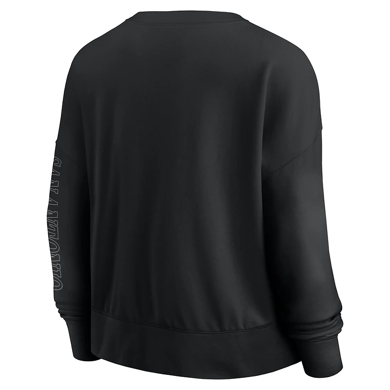 Women's Fanatics Black San Antonio Spurs Oversized Game Day Pullover Sweatshirt