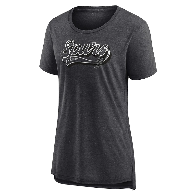 T-shirt triple mélange Fanatics Heather Charcoal pour femmes San Antonio Spurs League Leader