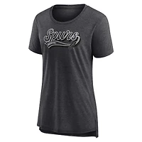 T-shirt triple mélange Fanatics Heather Charcoal pour femmes San Antonio Spurs League Leader