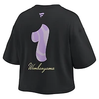 Women's Fanatics Victor Wembanyama Black San Antonio Spurs Name & Number Cropped Top