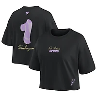 Women's Fanatics Victor Wembanyama Black San Antonio Spurs Name & Number Cropped Top