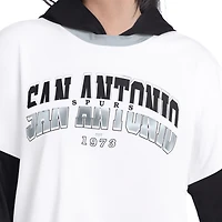 Women's G-III 4Her by Carl Banks  White/Black San Antonio Spurs Key Player Oversized Hooded Long Sleeve T-Shirt