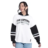 Women's G-III 4Her by Carl Banks  White/Black San Antonio Spurs Key Player Oversized Hooded Long Sleeve T-Shirt