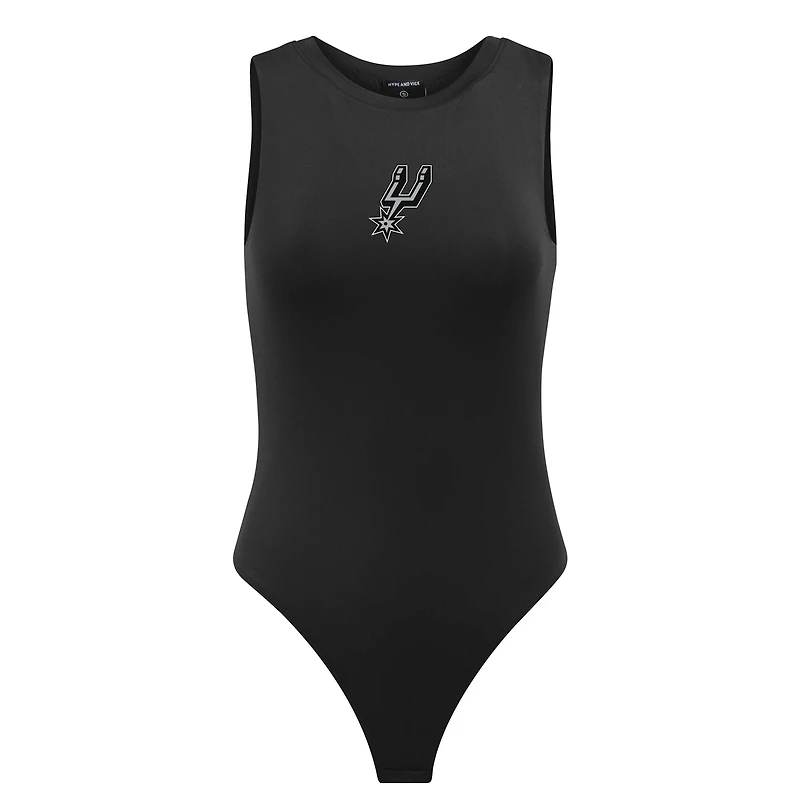 Women's Hype and Vice Black San Antonio Spurs Contouring Bodysuit Tank Top