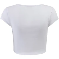 Women's Hype and Vice  White San Antonio Spurs Cali Cropped Notch Neck T-Shirt