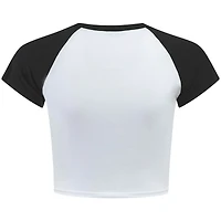 Women's Hype and Vice  White San Antonio Spurs Home Run Raglan Cropped T-Shirt