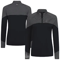 Women's Levelwear Black San Antonio Spurs Classic Stripes Quarter-Zip Top