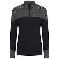 Women's Levelwear Black San Antonio Spurs Classic Stripes Quarter-Zip Top