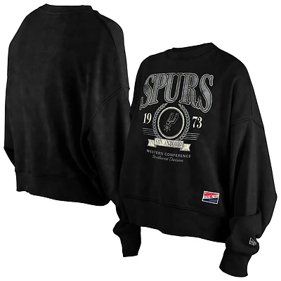 Sweat-shirt oversize noir San Antonio Spurs Throwback Vintage Enzyme Wash pour femme de New Era