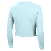 Women's Nike Light Blue San Antonio Spurs 2024/25 City Edition Essential Logo Slim Fit Long Sleeve Cropped T-Shirt