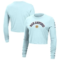 Women's Nike Light Blue San Antonio Spurs 2024/25 City Edition Essential Logo Slim Fit Long Sleeve Cropped T-Shirt
