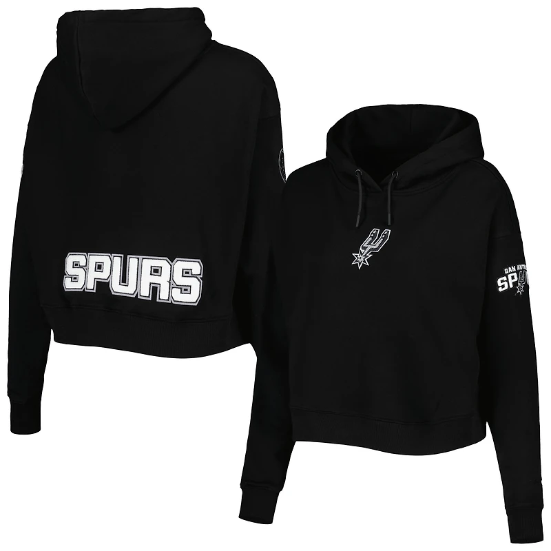 Sweat à capuche court en molleton classique Pro Standard San Antonio Spurs pour femme, noir