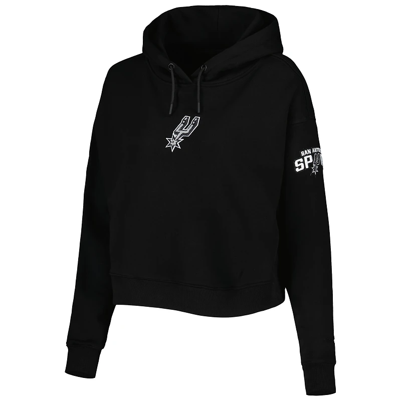 Sweat à capuche court en molleton classique Pro Standard San Antonio Spurs pour femme, noir