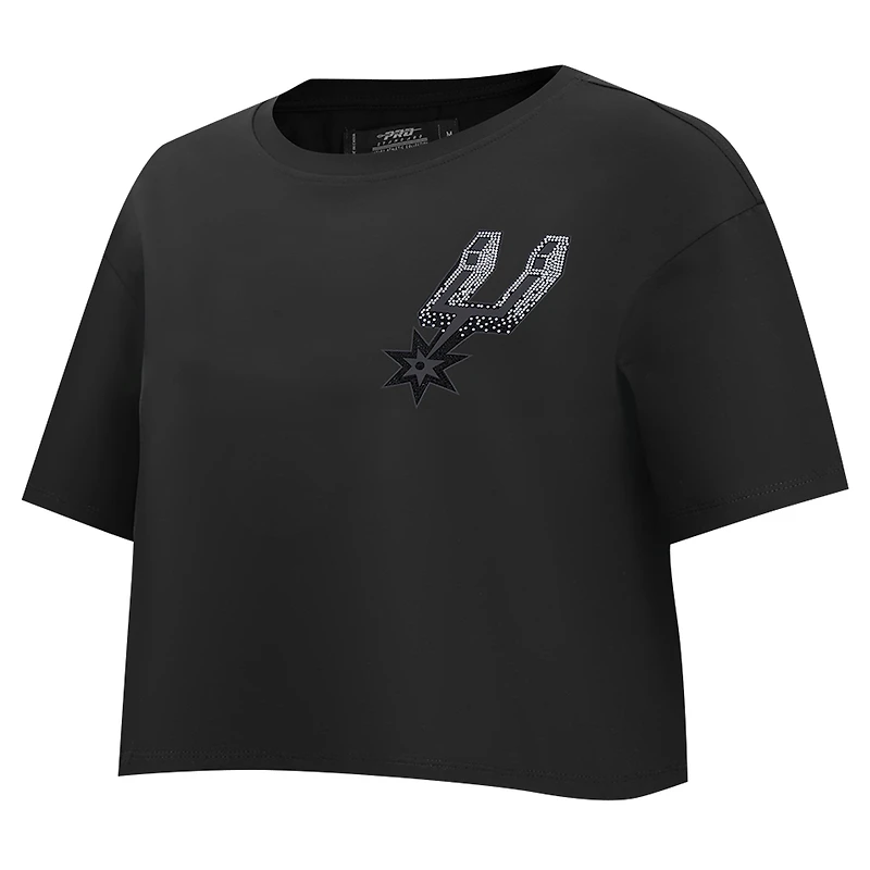 Women's Pro Standard Black San Antonio Spurs Jewels Boxy Cropped T-Shirt