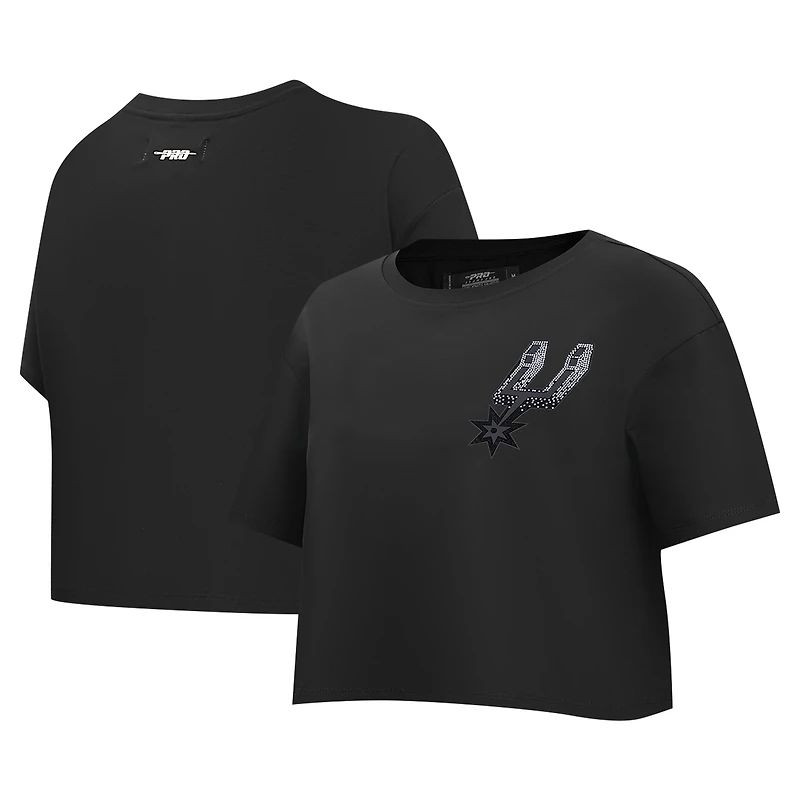 Women's Pro Standard Black San Antonio Spurs Jewels Boxy Cropped T-Shirt