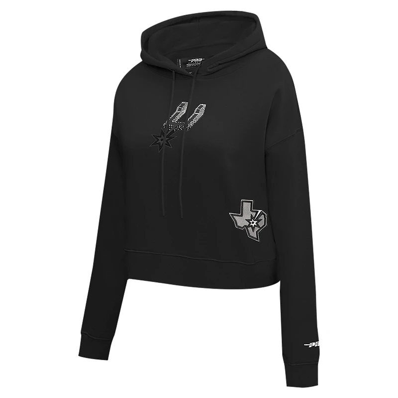 Sweat à capuche court Pro Standard noir San Antonio Spurs Jewels pour femme