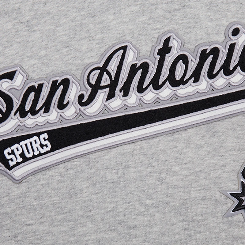 Women's Pro Standard Heather Gray San Antonio Spurs Script Tail Cropped Pullover Hoodie