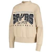Women's Qore Cream San Antonio Spurs Oversized Cozy Mock Neck Pullover Sweatshirt