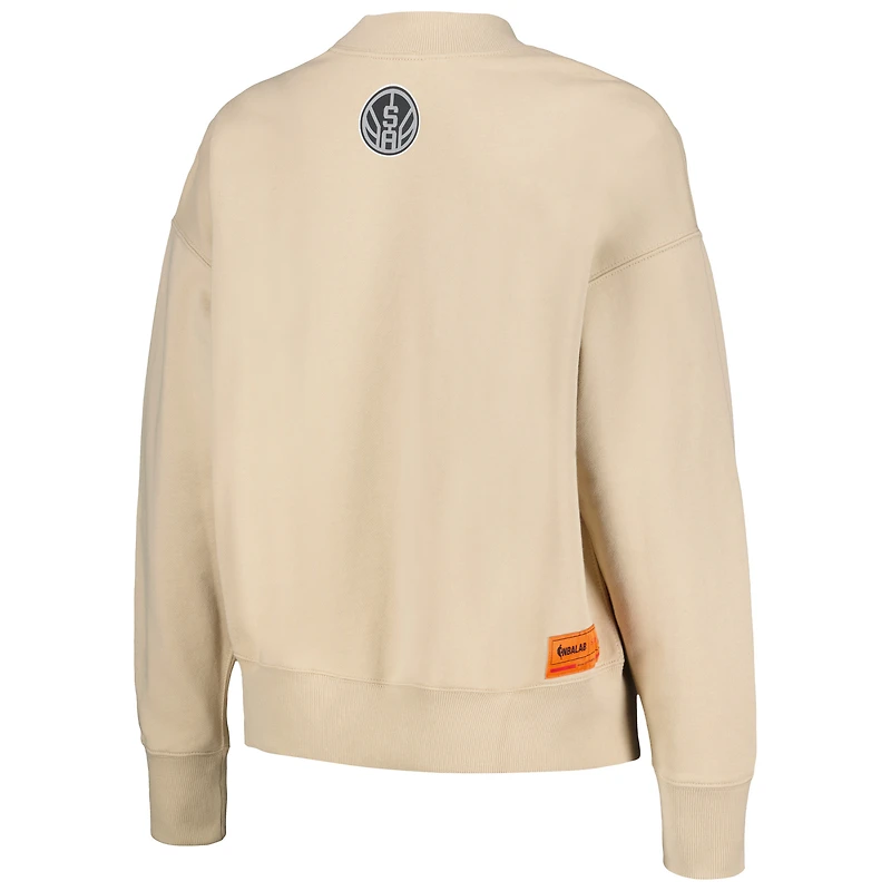 Qore Cream San Antonio Spurs Sweat-shirt surdimensionné et confortable à col montant pour femme