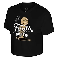 Women's Stadium Essentials Black San Antonio Spurs 2026 NBA Finals Cruise Cropped T-Shirt
