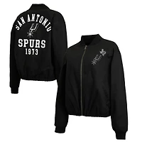 Women's WEAR by Erin Andrews  Black San Antonio Spurs Denim Full-Zip Bomber Jacket