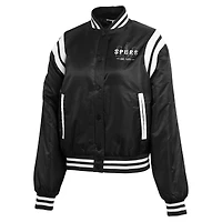 Women's WEAR by Erin Andrews  Black San Antonio Spurs Full-Zip Bomber Jacket