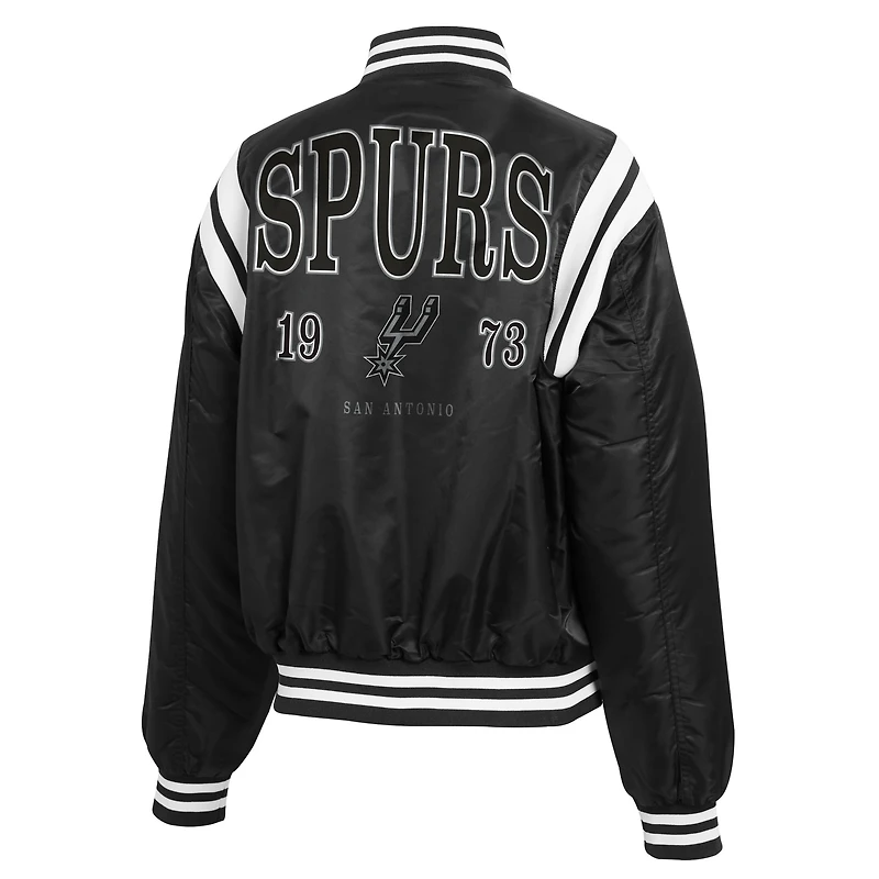 Women's WEAR by Erin Andrews Black San Antonio Spurs Full-Zip Bomber Jacket