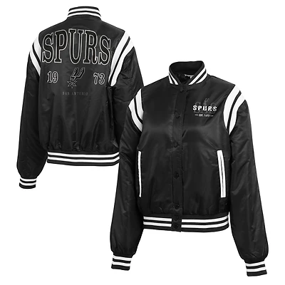 Women's WEAR by Erin Andrews  Black San Antonio Spurs Full-Zip Bomber Jacket