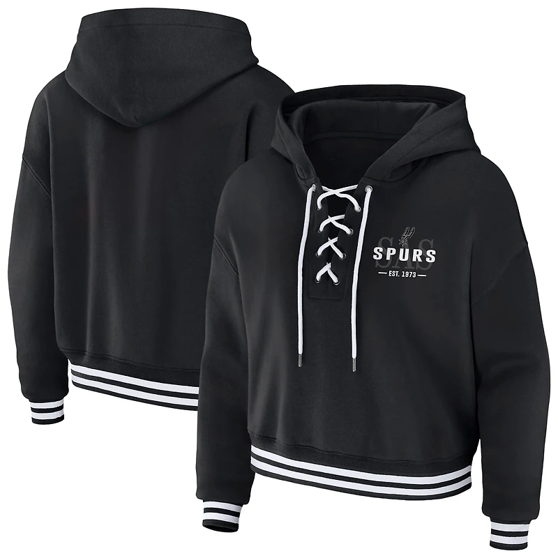 Women's WEAR by Erin Andrews Black San Antonio Spurs Lace Up Hoodie