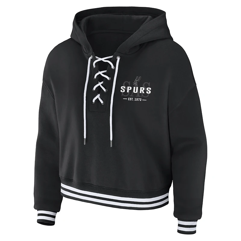 Women's WEAR by Erin Andrews Black San Antonio Spurs Lace Up Hoodie