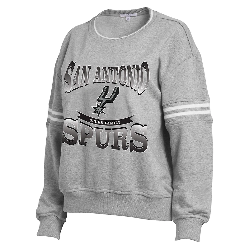 Women's WEAR by Erin Andrews Gray San Antonio Spurs Crest Crew Sweatshirt