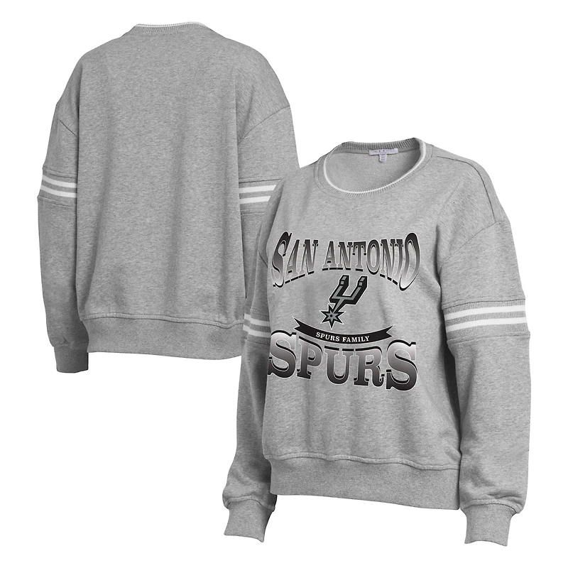 Women's WEAR by Erin Andrews Gray San Antonio Spurs Crest Crew Sweatshirt