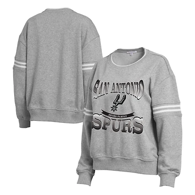 Women's WEAR by Erin Andrews Gray San Antonio Spurs Crest Crew Sweatshirt