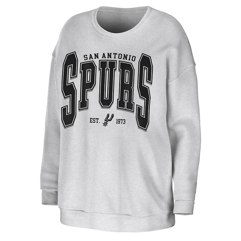Women's WEAR by Erin Andrews  Gray San Antonio Spurs Oversized Crew Sweatshirt