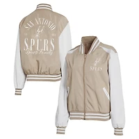Women's WEAR by Erin Andrews  Tan San Antonio Spurs Tonal Full-Zip Bomber Jacket