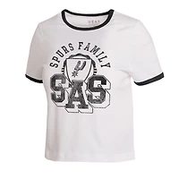 T-shirt court à col rond blanc San Antonio Spurs pour femme de la marque WEAR by Erin Andrews