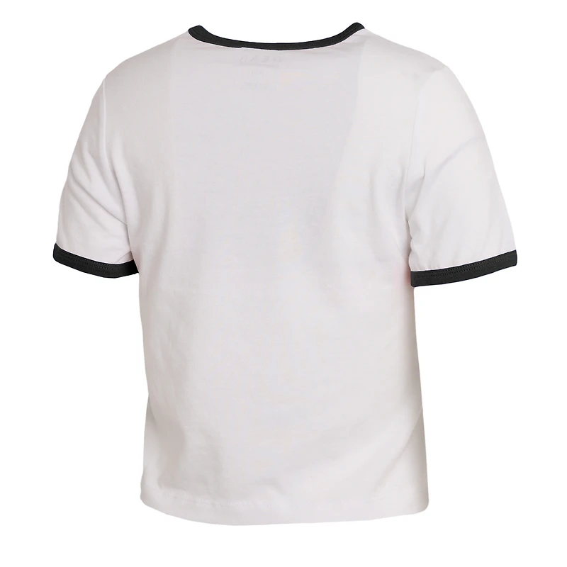 Women's WEAR by Erin Andrews White San Antonio Spurs Cropped Ringer Baby T-Shirt