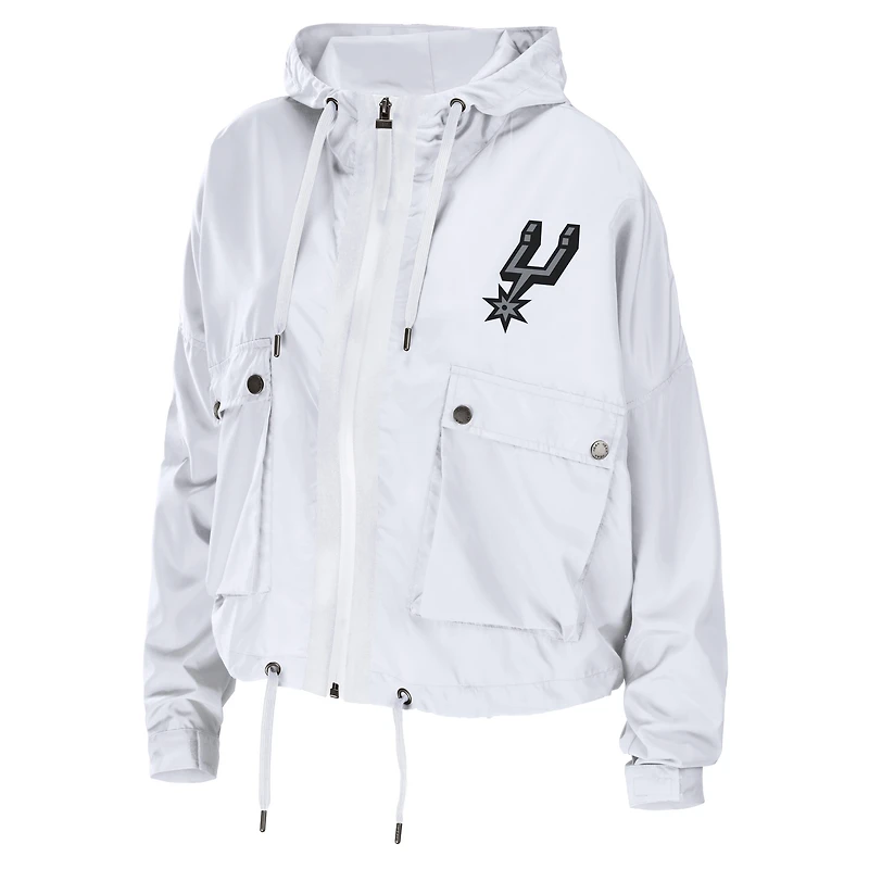 Women's WEAR by Erin Andrews White San Antonio Spurs Full-Zip Windbreaker
