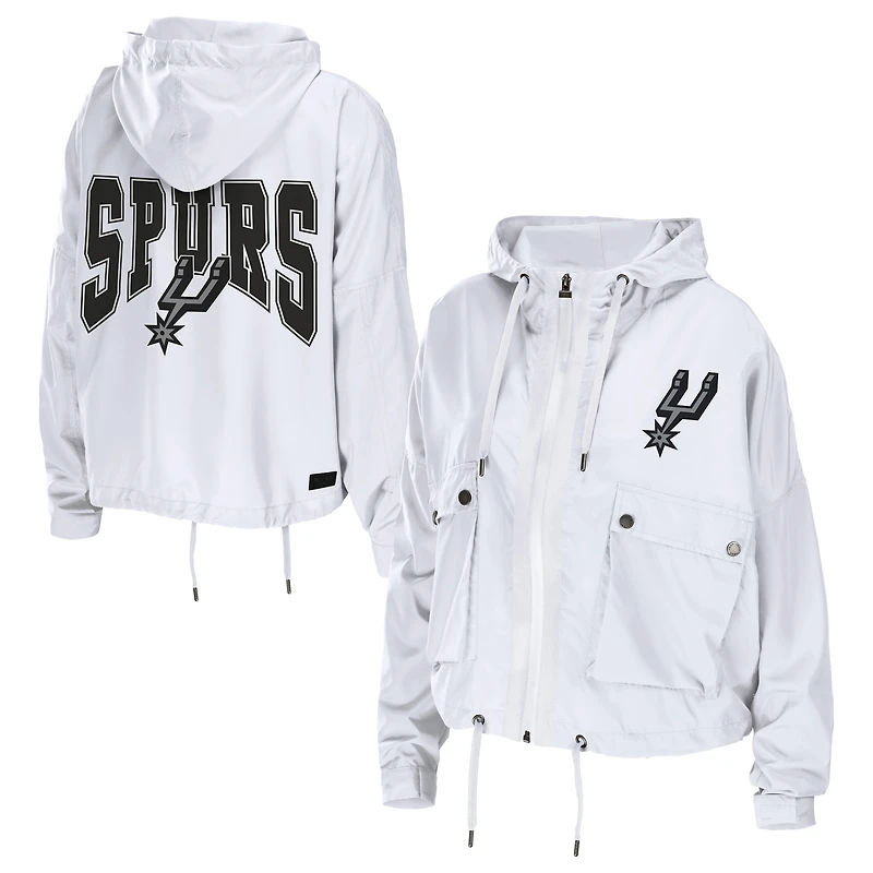 Coupe-vent zippé blanc San Antonio Spurs pour femmes de la marque WEAR by Erin Andrews