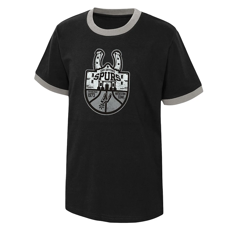 T-shirt noir San Antonio Spurs Hoop City Hometown Ringer pour jeune