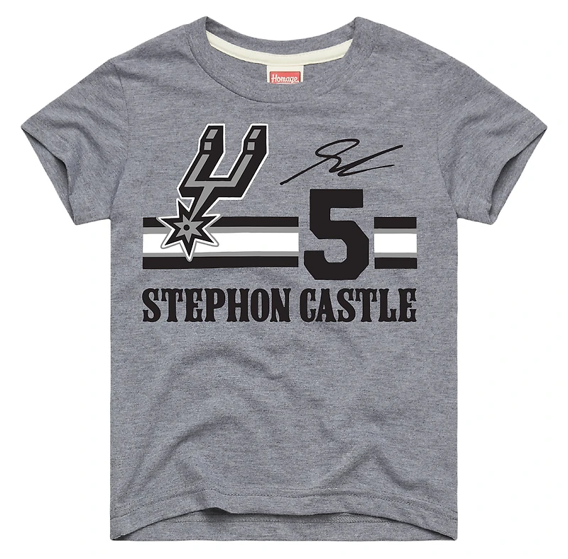 Youth Homage Stephon Castle Gray San Antonio Spurs Remix Signature Name & Number Tri-Blend T-Shirt