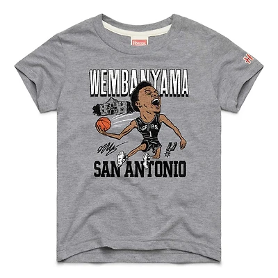 Youth Homage Victor Wembanyama Gray San Antonio Spurs Caricature Tri-Blend T-Shirt