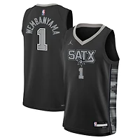 Maillot Jordan Brand Victor Wembanyama Swingman noir des San Antonio Spurs pour jeunes - Édition Statement